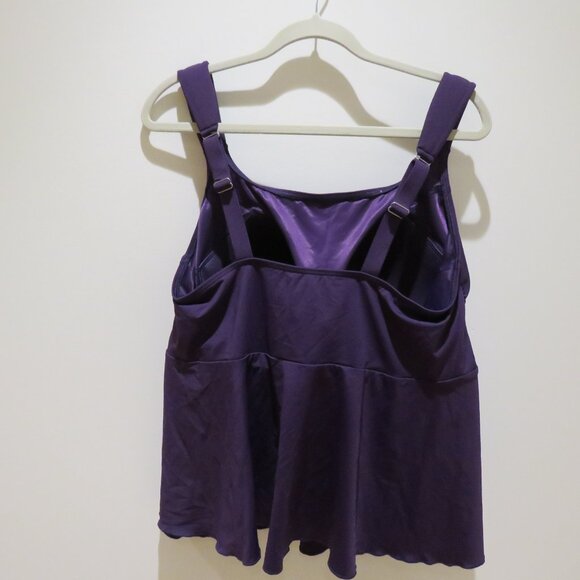 LANDS' END Adjustable Scoop Neck Flutter Tankini Top in Purple - Size 1X NWT - Picture 10 of 15